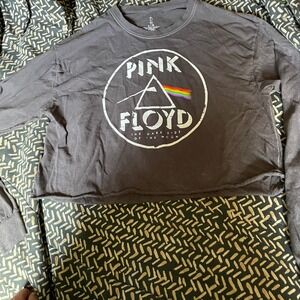 Pink Floyd Crop Top Long Sleeve Band Tee Dark Side of the Moon Rock L‎